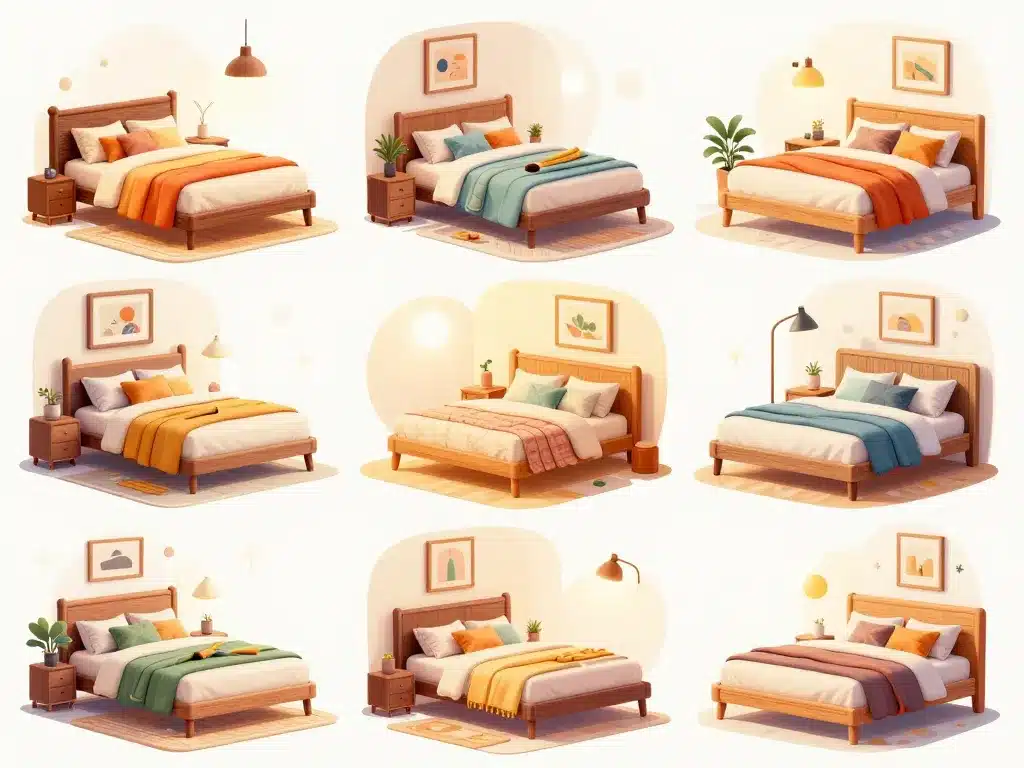 Déco et couleurs chambre en 3D ambiance réaliste