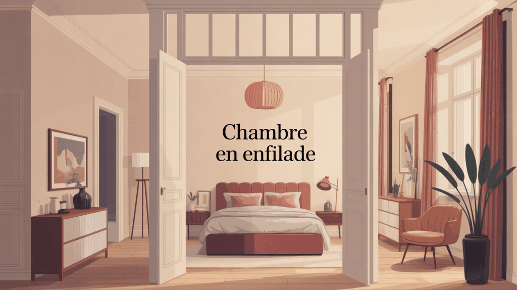 chambre en enfilade illustration moderne lumineuse