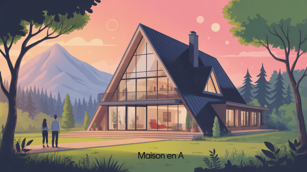 Illustration moderne construction maison en a en nature