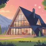 Illustration moderne construction maison en a en nature