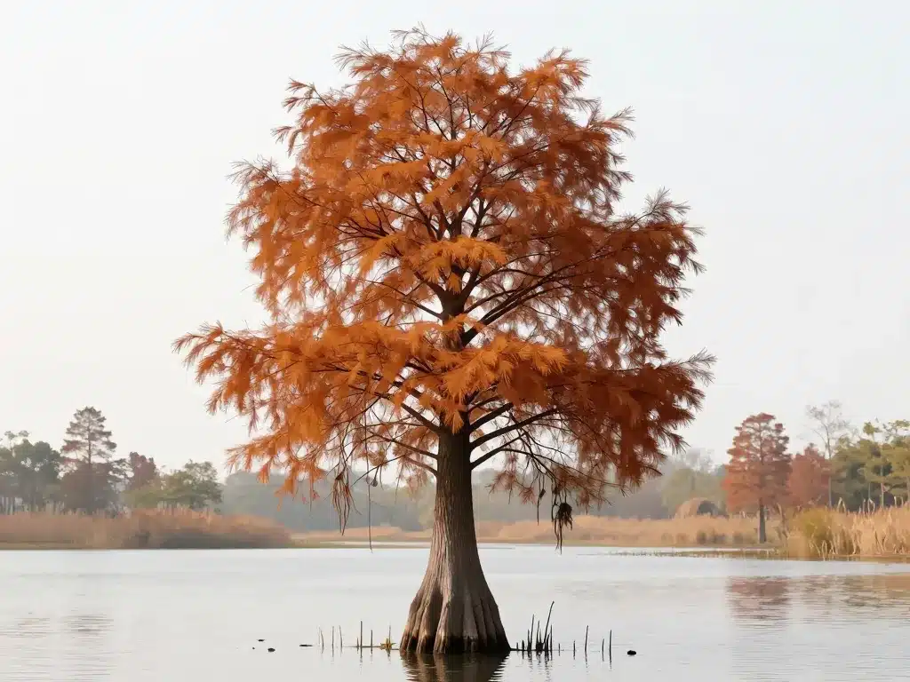 cyprès chauve silhouette tronc élargi racines aériennes
