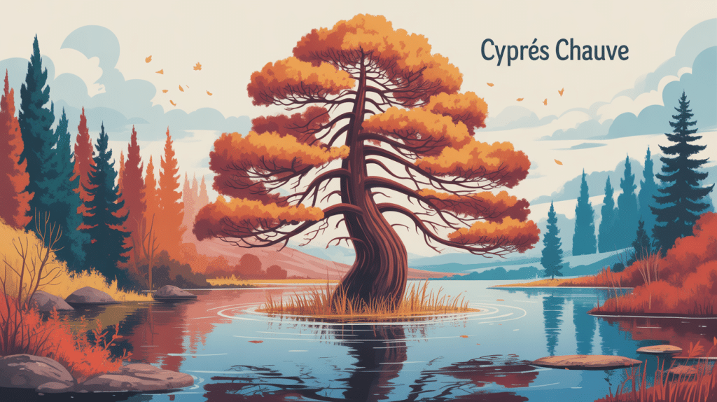cyprès chauve racines aériennes ambiance automnale
