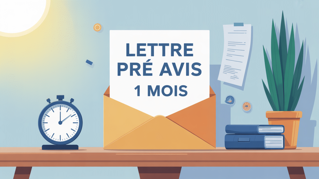 illustration lettre préavis 1 mois montre maison bureau
