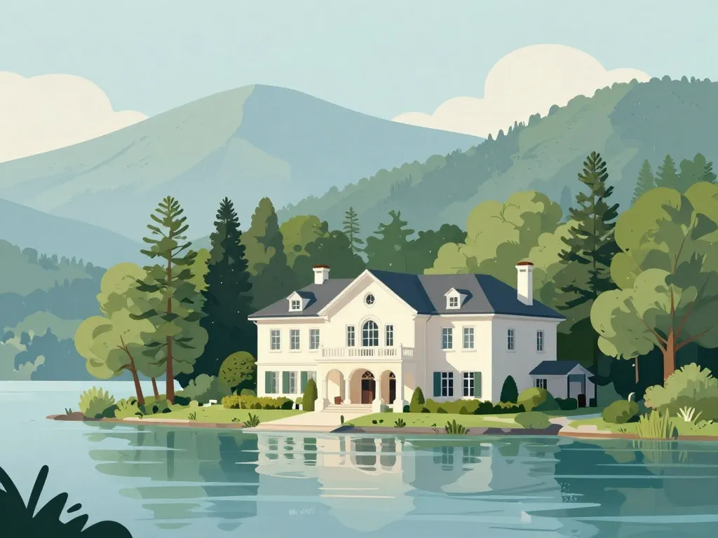 maison alain delon suisse entourée arbres et lac leman