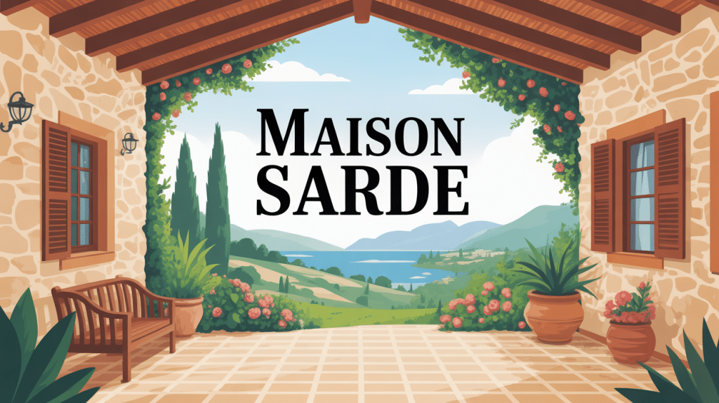 maison sarde murs en pierre et patio méditerranéen
