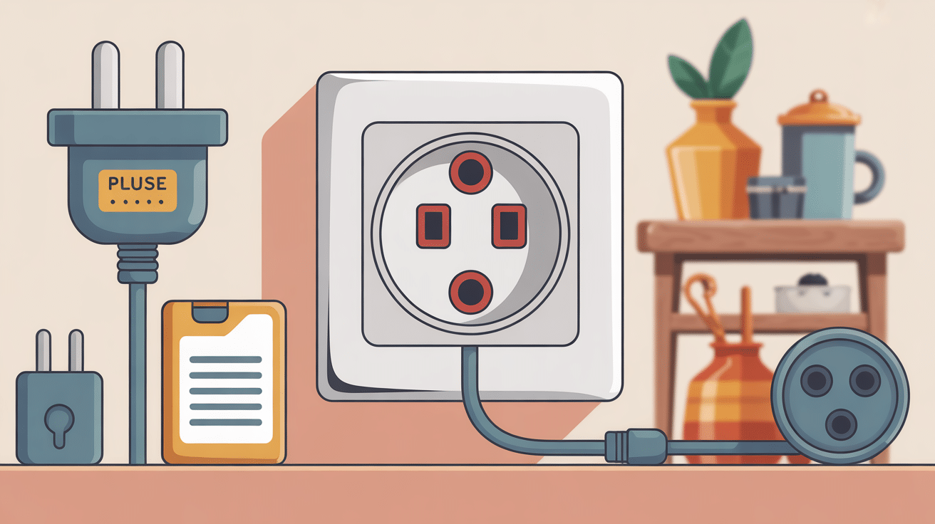 illustration stylisée prise de courant en anglais plug socket outlet