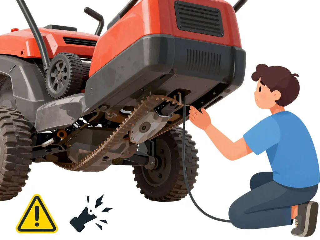 problème enclenchement lame tracteur tondeuse diagnostic visuel courroie poulie câble