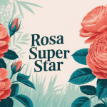 illustration du rosier rosa super star fleurs orange saumon jardin