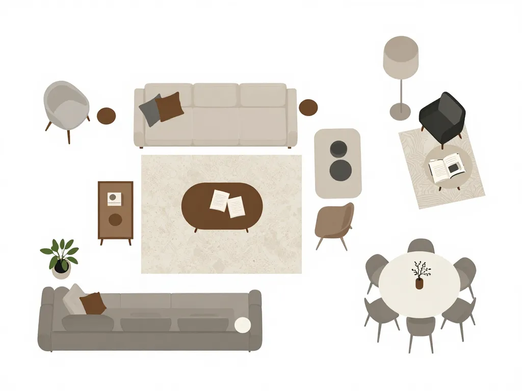 Zonage salon contemporain, mobilier moderne, circulation optimisée