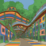 Vue globale vectorielle de la Waldspirale Darmstadt