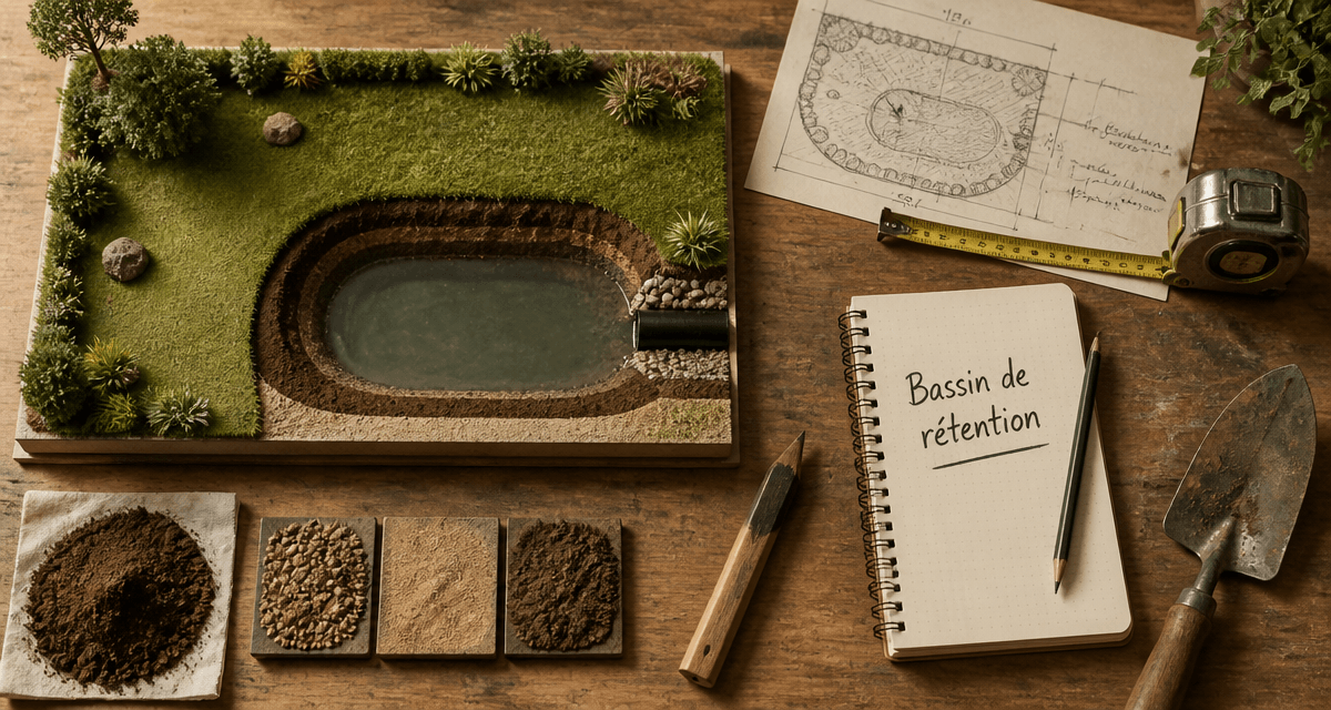 bassin de rétention maison individuelle maquette outils
