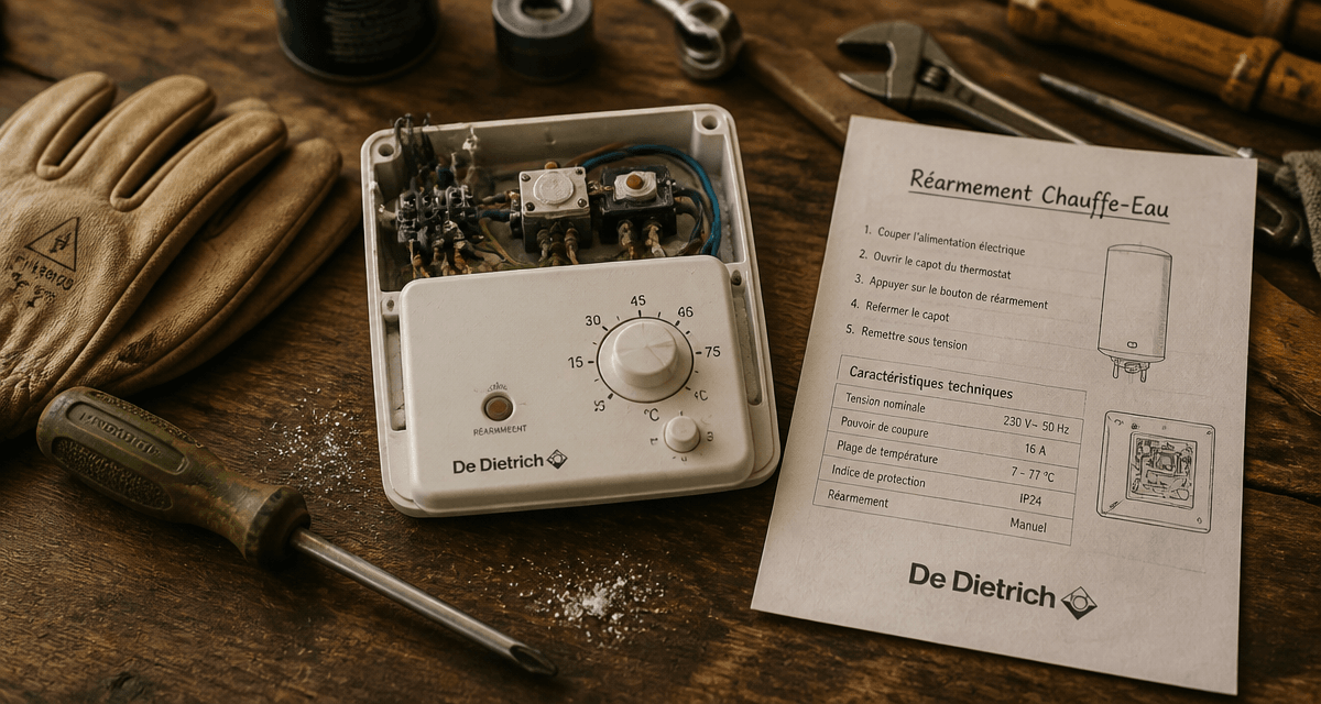 bouton de rearmement chauffe eau de dietrich avec outils