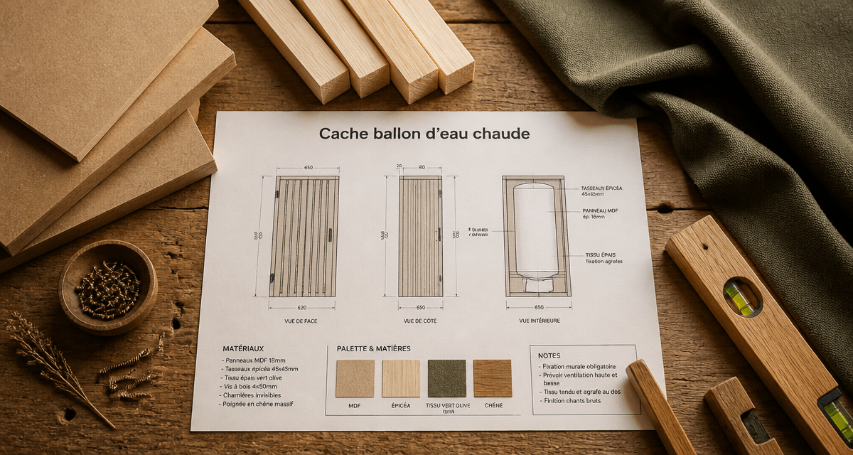 cache ballon d'eau chaude plan technique et matériaux
