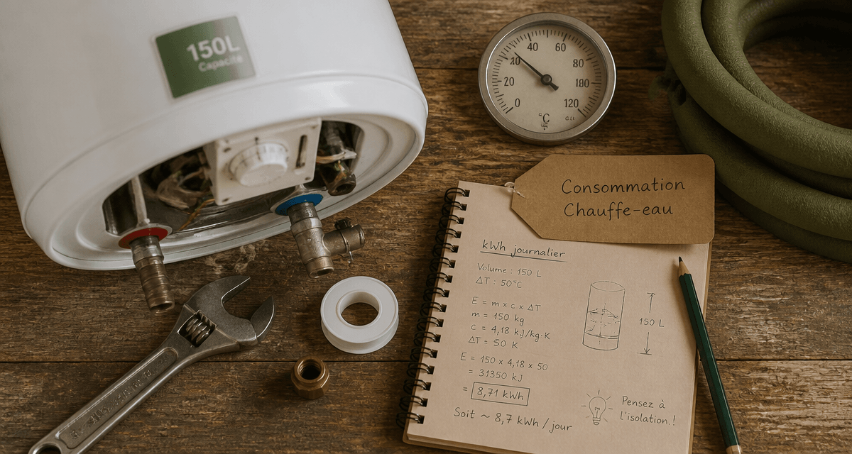 consommation kwh chauffe-eau 150l par jour outils et calculs