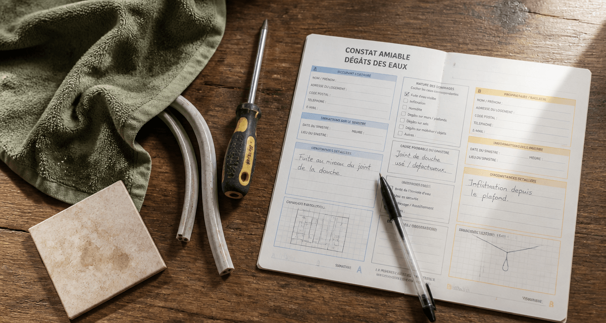 dégât des eaux joint défectueux assurance outils constat