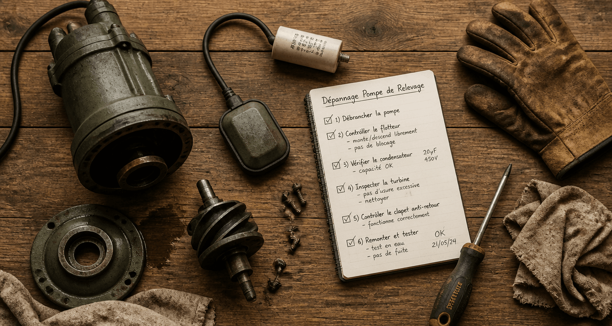 Dépannage pompe de relevage checklist et outils