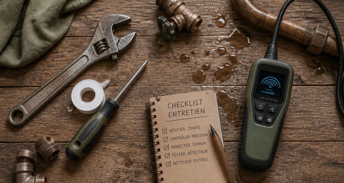 Détecteur de fuites d eau sur plan de travail avec outils