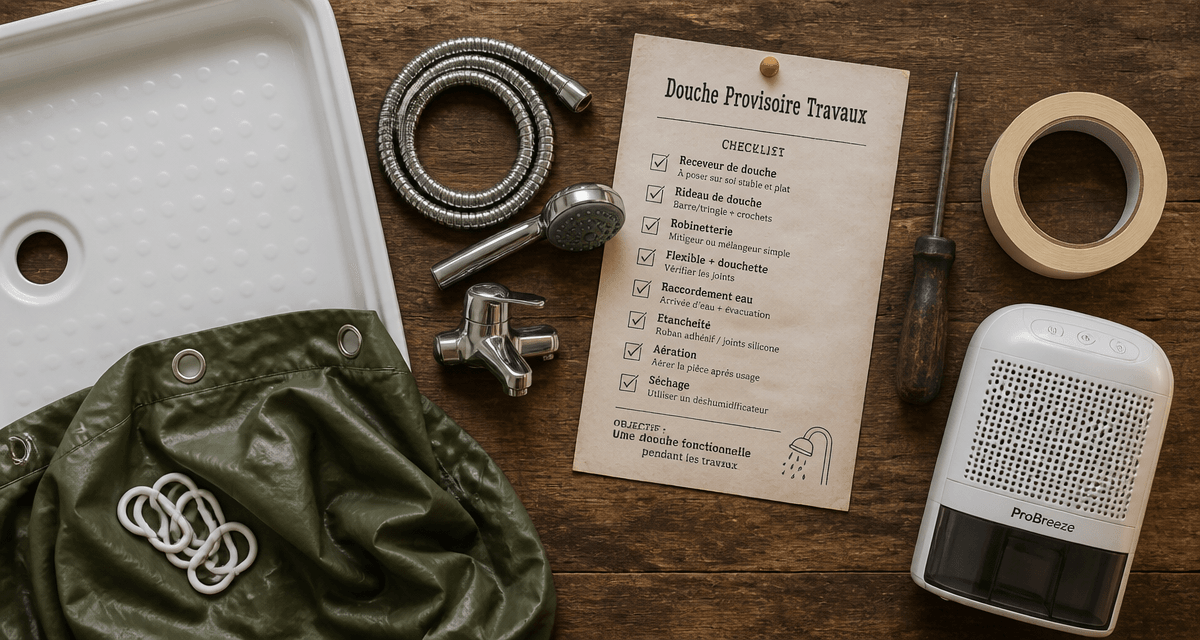kit douche provisoire pendant travaux sur plan bois
