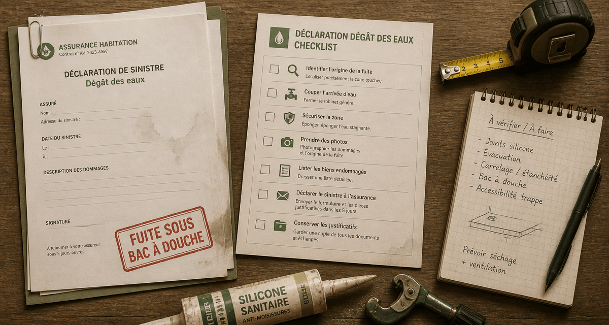 fuite sous bac à douche assurance checklist