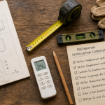 installer un climatiseur outils checklist sur établi