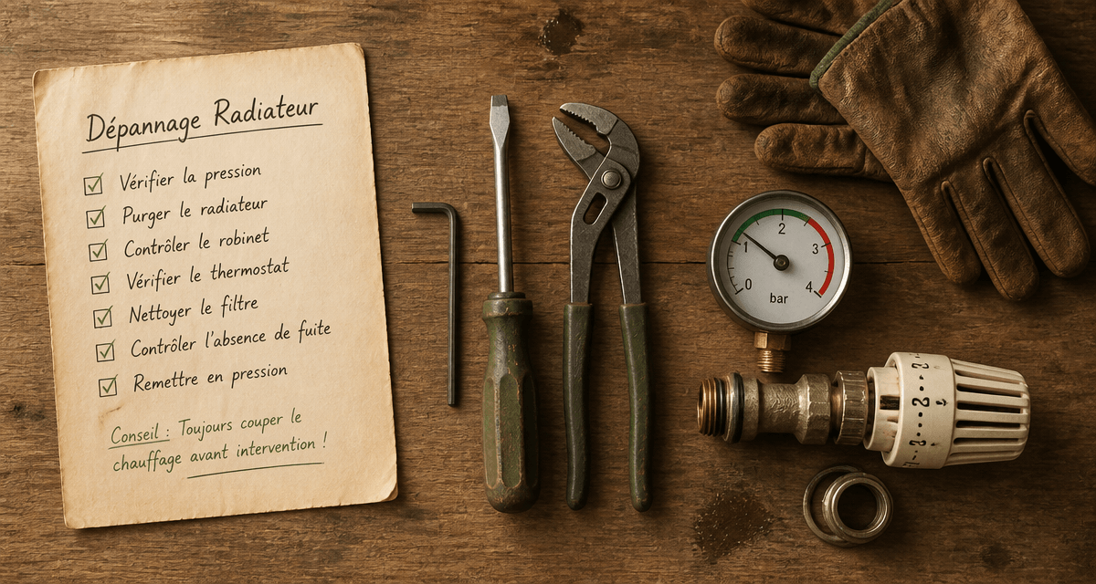 Radiateur ne chauffe pas tuyau froid outils sur bois