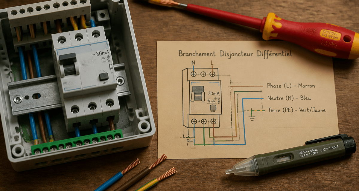schema branchement disjoncteur différentiel 30ma sur tableau électrique