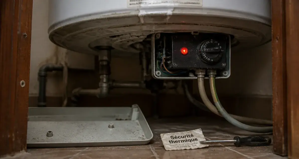 Chauffe-eau voyant rouge fixe allumé sur thermostat
