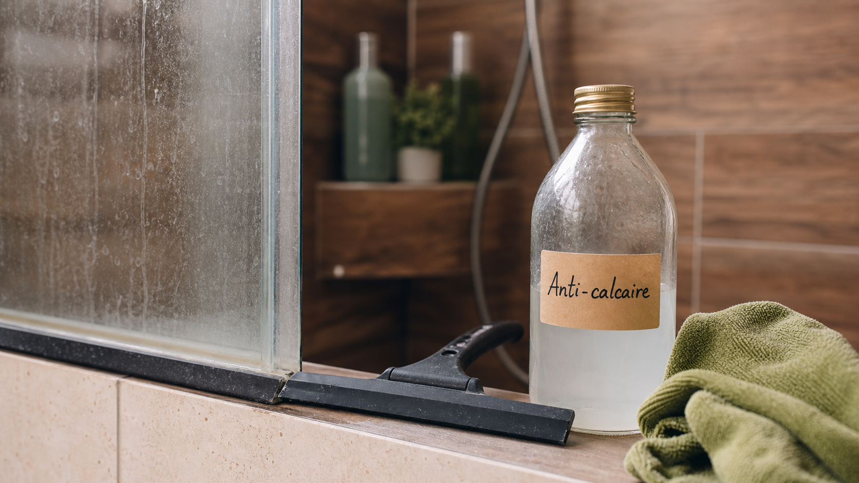 Enlever le calcaire sur les parois de douche : vinaigre et chiffons, effet anti-tartre