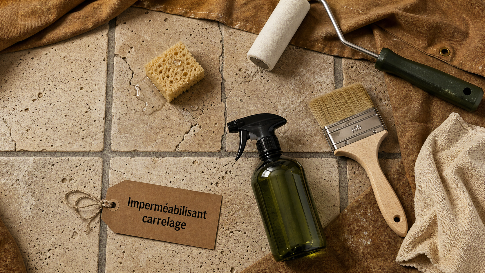 Imperméabilisant carrelage : éponge, joints et carrelage protégés contre l’eau