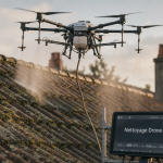 Nettoyage toiture par drone avis : drone pulvérise sur tuiles et mousse