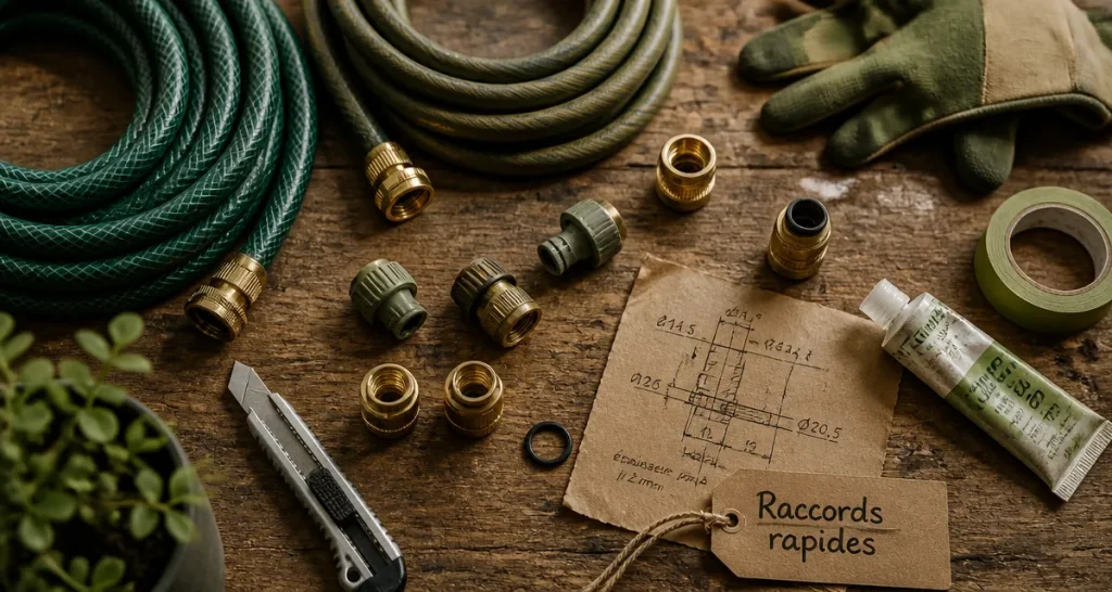 Raccord rapide eau et outils sur établi