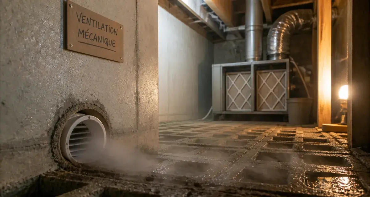 Ventilation mecanique sous sol : bouche d’extraction anti-humidité et radon