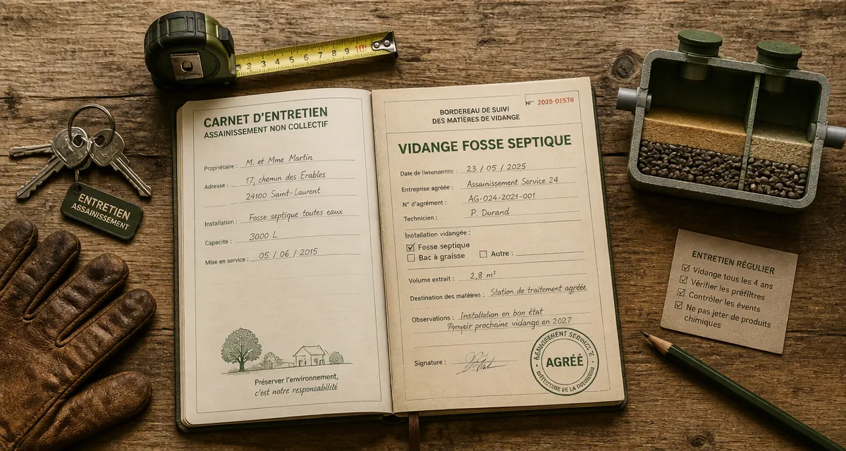 vidange fosse septique tarif carnet et outils