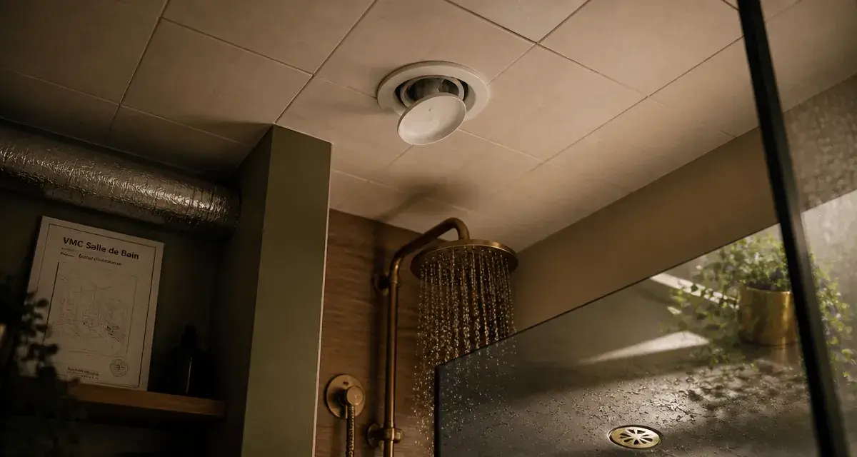 Vmc dans salle de bain : bouche d’extraction 80 mm au-dessus de la douche