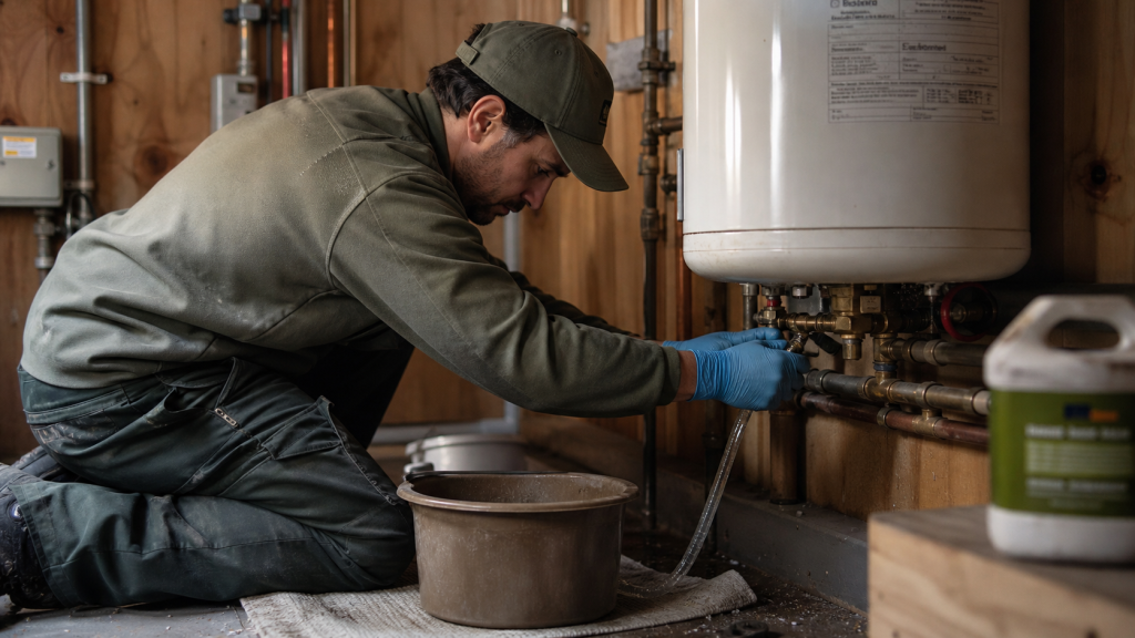 Combien de temps pour vidanger un chauffe-eau de 200l : 50 à 70 minutes, technicien en chaufferie