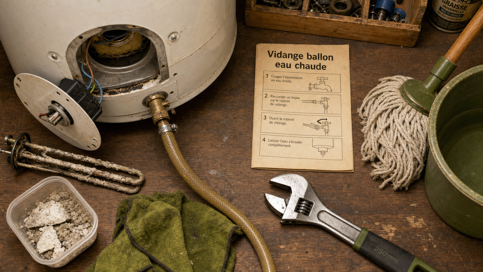 Comment vider un ballon d'eau chaude : outils et vanne de vidange pour vidange