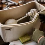 Fuite flotteur WC : technicien vérifie le flotteur et le robinet