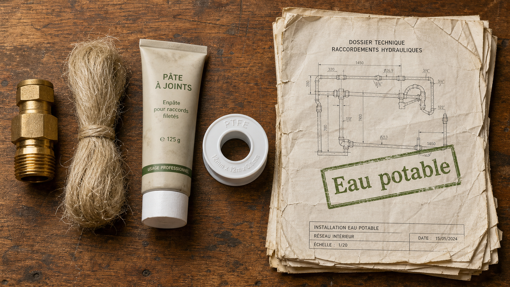 Joint filasse interdit pour eau potable et gaz : alternatives conformes, raccord laiton et PTFE