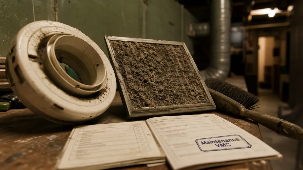 Maintenance vmc : filtre encrassé sur bouche d’extraction