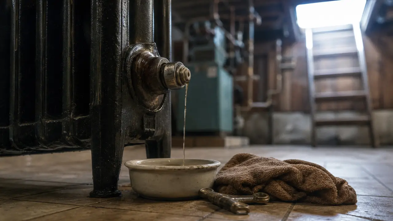 Purger radiateur fonte : purgeur en haut et eau brunâtre