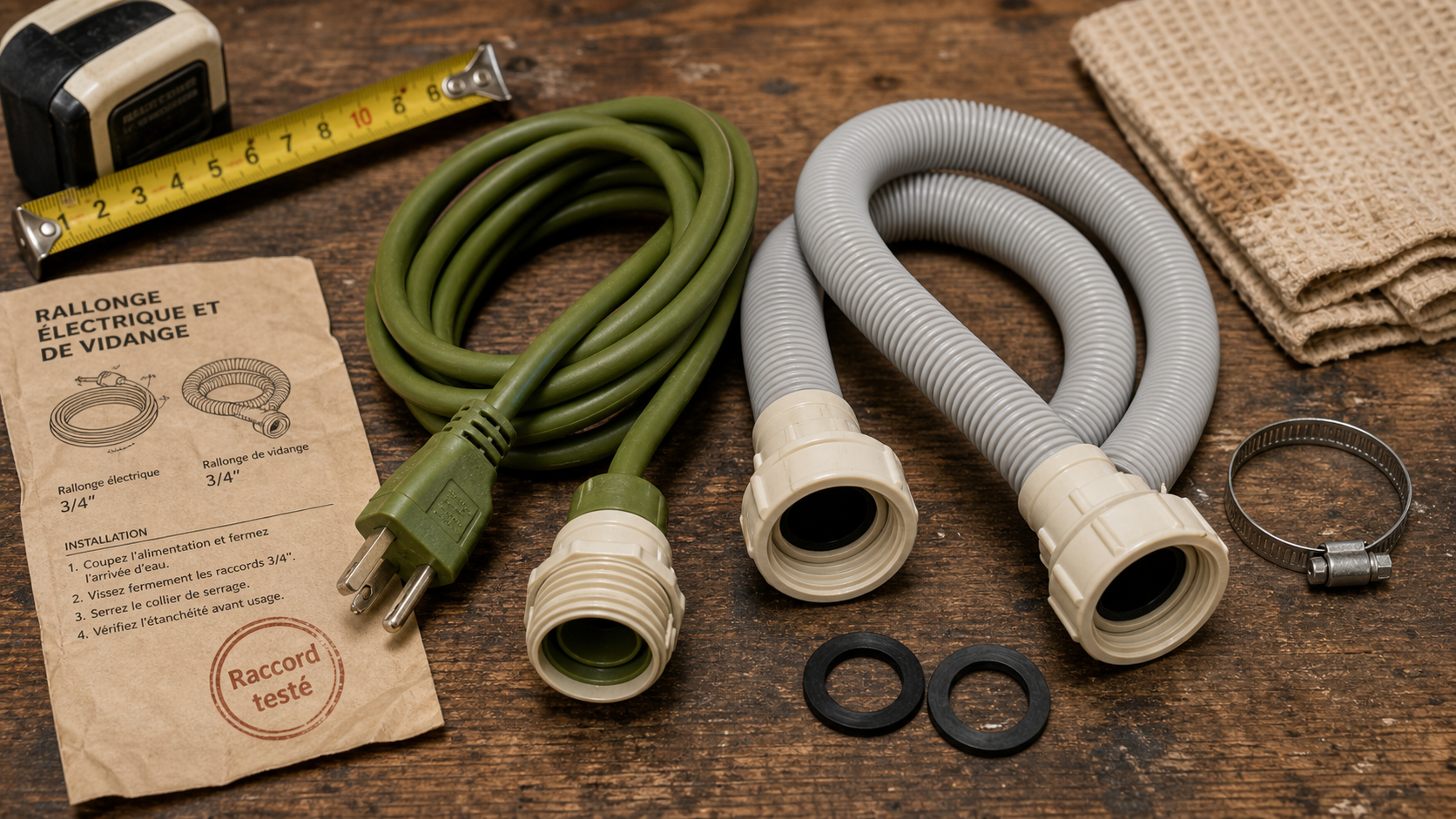 Rallonge tuyau machine à laver 3/4” : alimentation et vidange, raccords anti-fuites