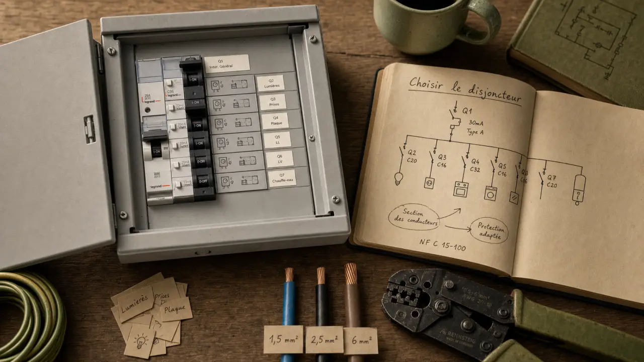 Type de disjoncteur : repères pour circuits au tableau électrique