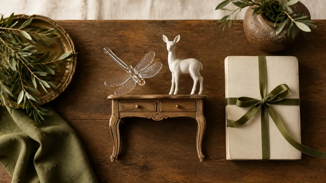 Animaux décoration intérieure : figurines miniatures et statue de biche