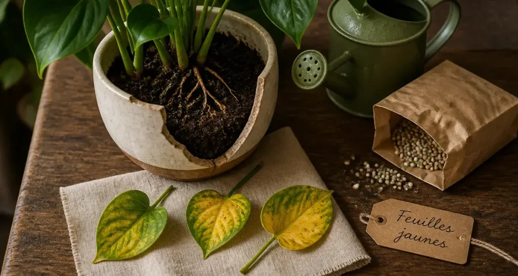 Carence jaunissement des feuilles plantes d intérieur : feuilles jaunes et terreau humide