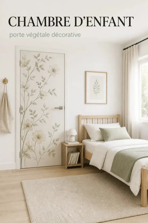 Décoration porte intérieure florale dans une chambre d’enfant lumineuse