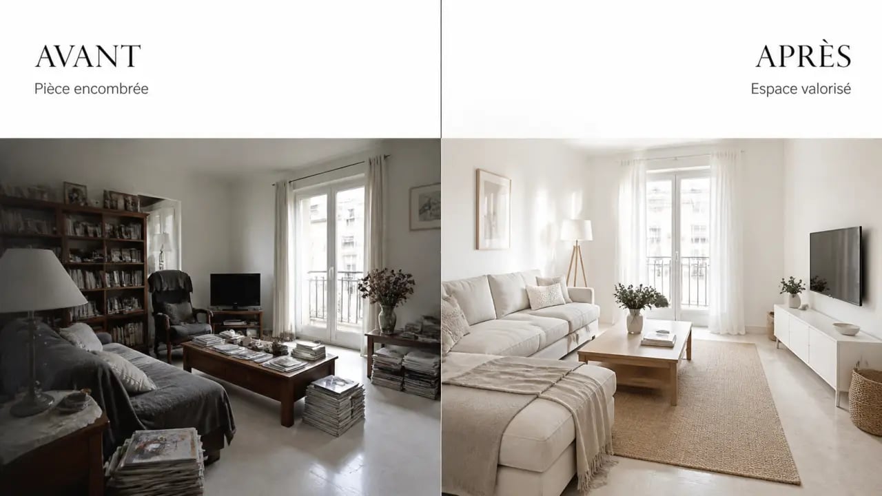 Comment valoriser son bien immobilier avant une mise en vente avec un avant/après de salon