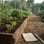 Jardinage potager : semis dans un carré de terre noire
