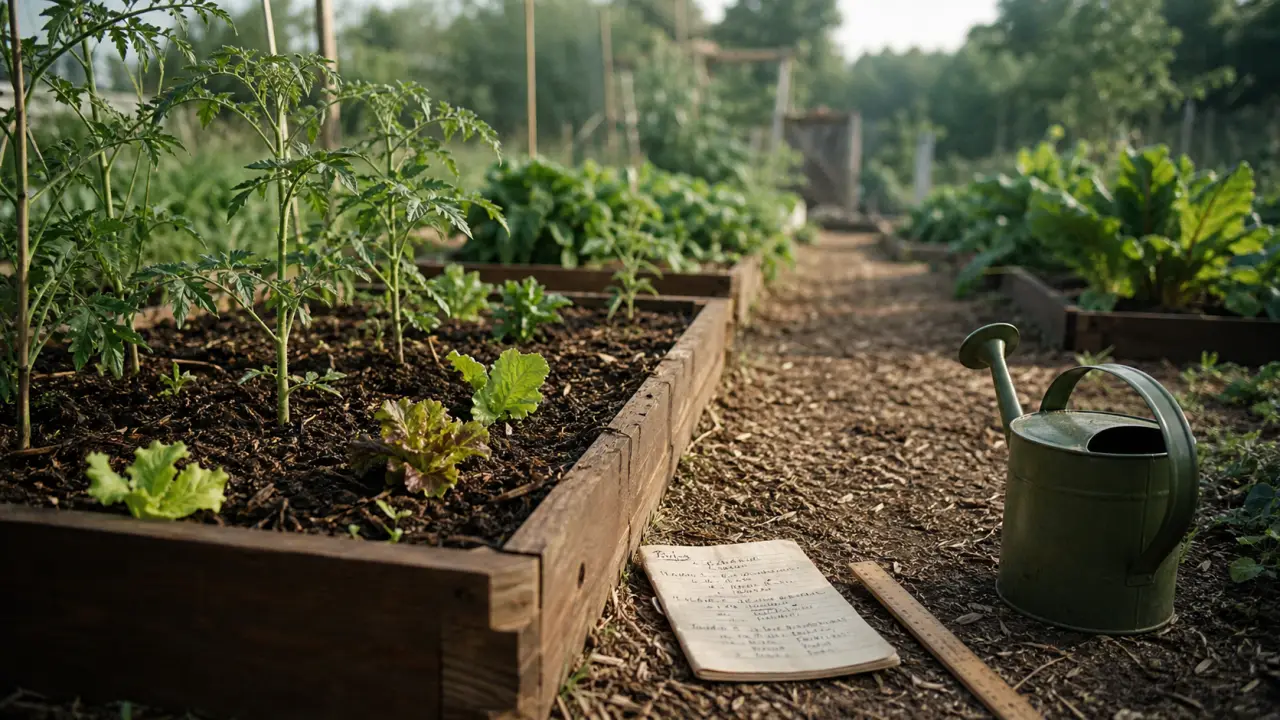 Jardinage potager : semis dans un carré de terre noire