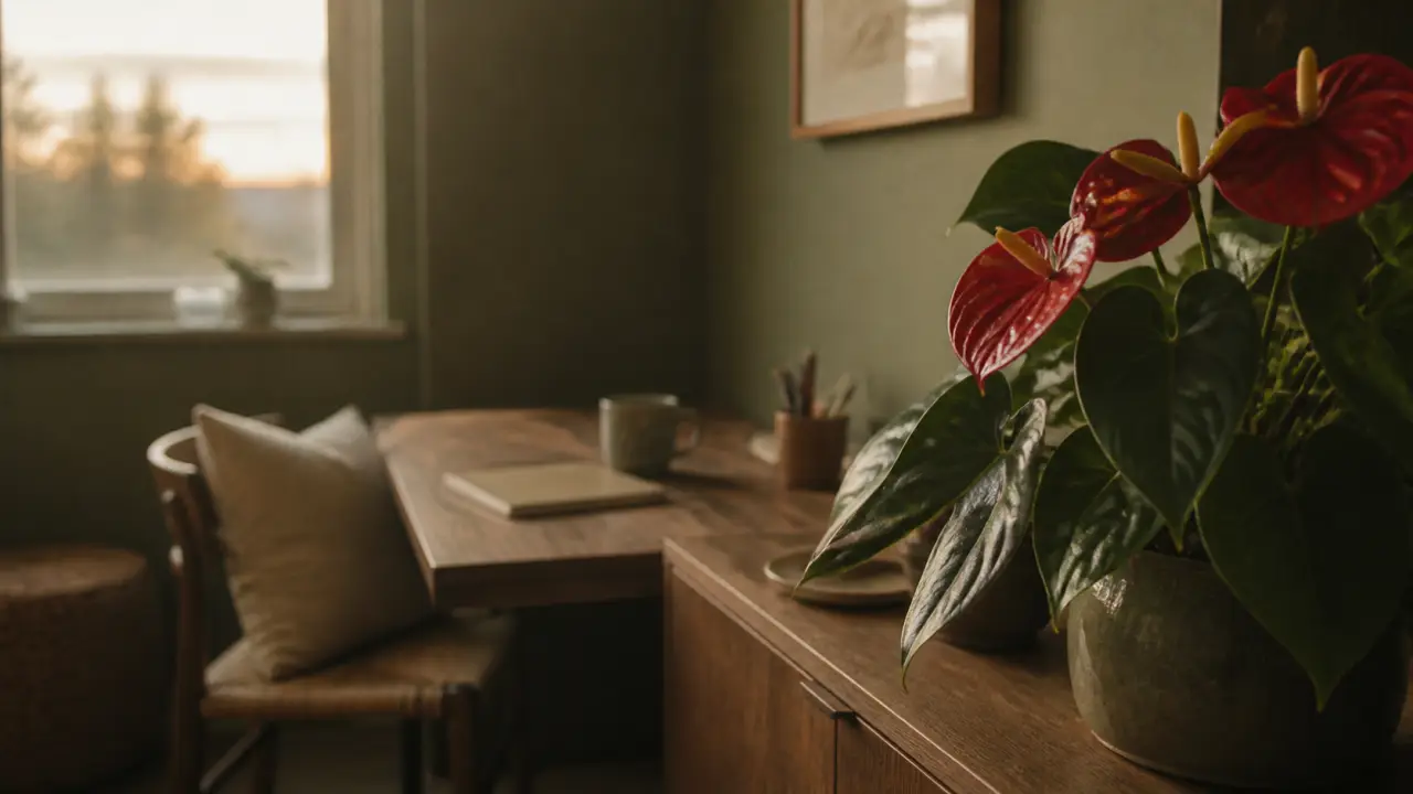 Plantes d intérieur fleurs rouges sans soleil direct : anthurium en pot