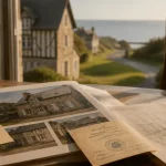 Achat maison Calvados : dossier de vente et plan cadastral sur table